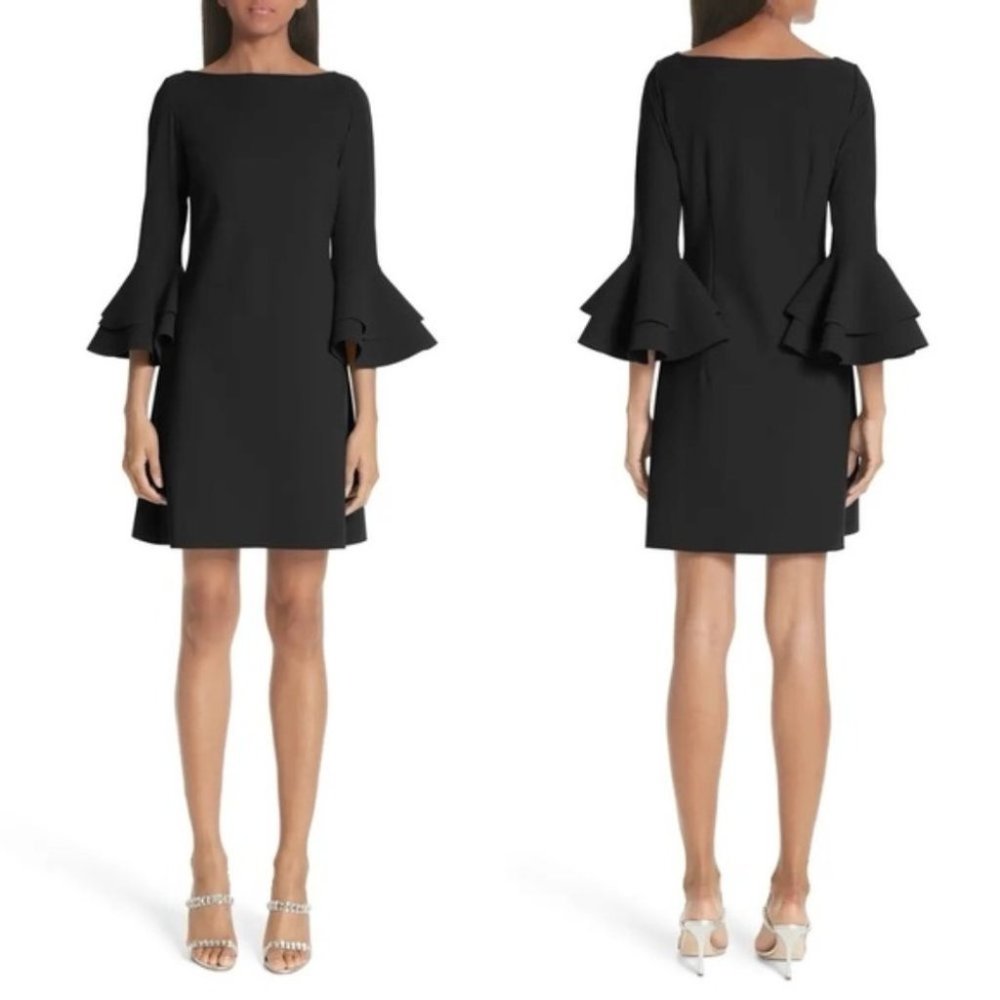 Chiara Boni Natalia embellished Ruffle Bell Sleeve Black Dress Size 38 = XS